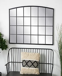 Rosemary Lane 34" Metal Arched Window Pane Inspired Room Wall Mirror with Black Frame