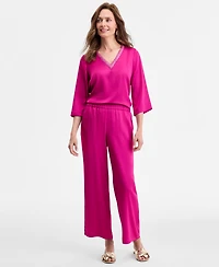 Jm Collection Women's Pull-On Wide-Leg Satin Pants, Exclusively at Macy's