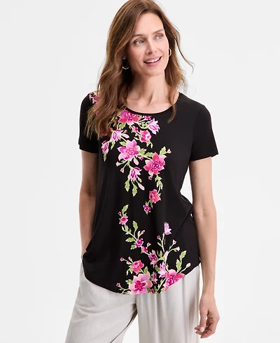 Jm Collection Petite Floral Top, Exclusively at Macy's