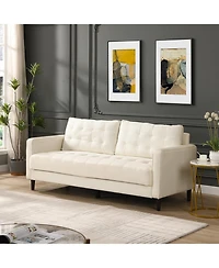 Streamdale 3-Seater High Resilience Modern Sofa, Wooden Frame Beige