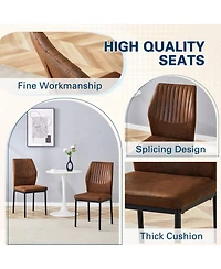Luxury Brown Fabric Dining Chairs (Set of 6) Black Legs