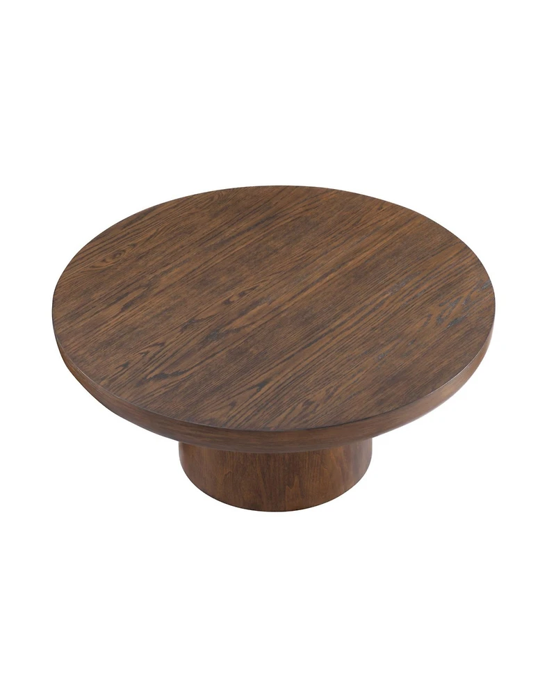 Streamdale 36" Round Wood Coffee Table with Cylindrical Leg (Brown)