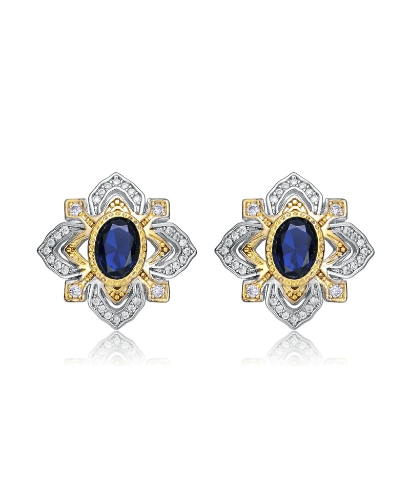 Classy White Gold Plated and 14K with Cubic Zirconia Stud Earrings
