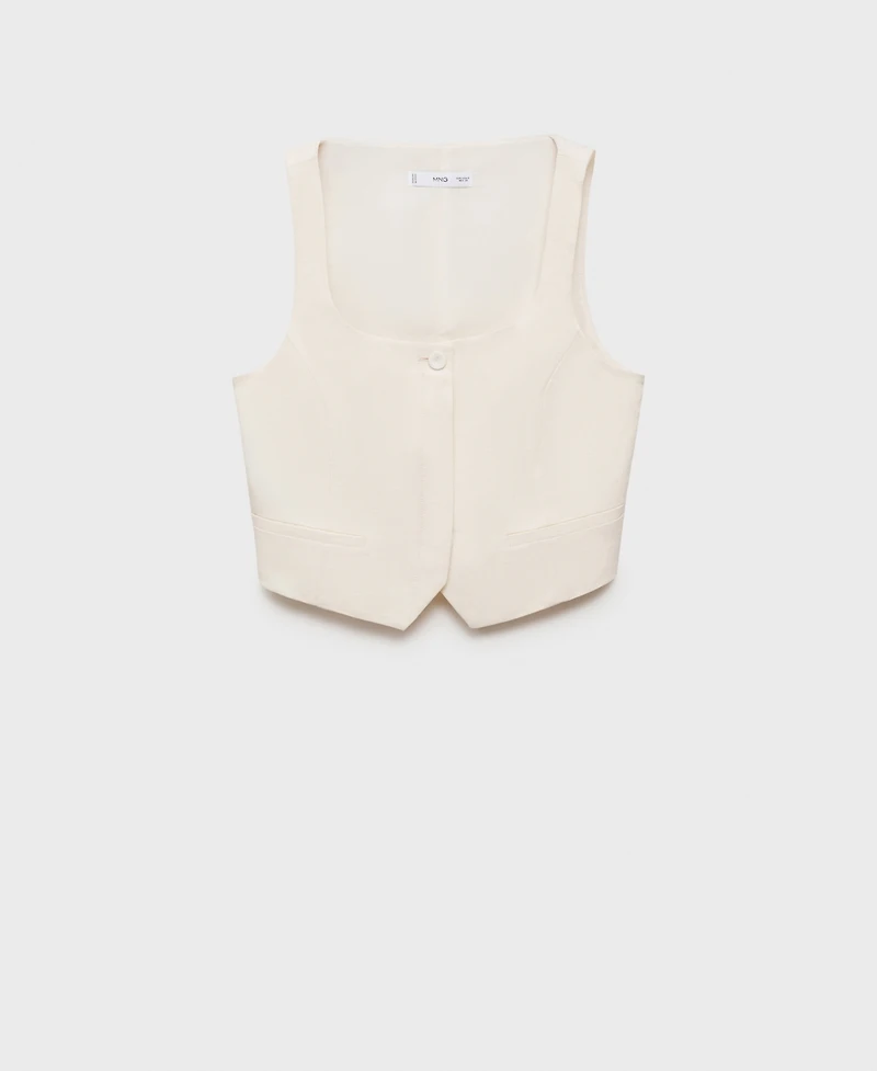 Mango Women's Linen Blend Suit Vest