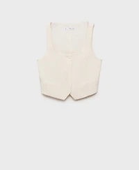 Mango Women's Linen Blend Suit Vest