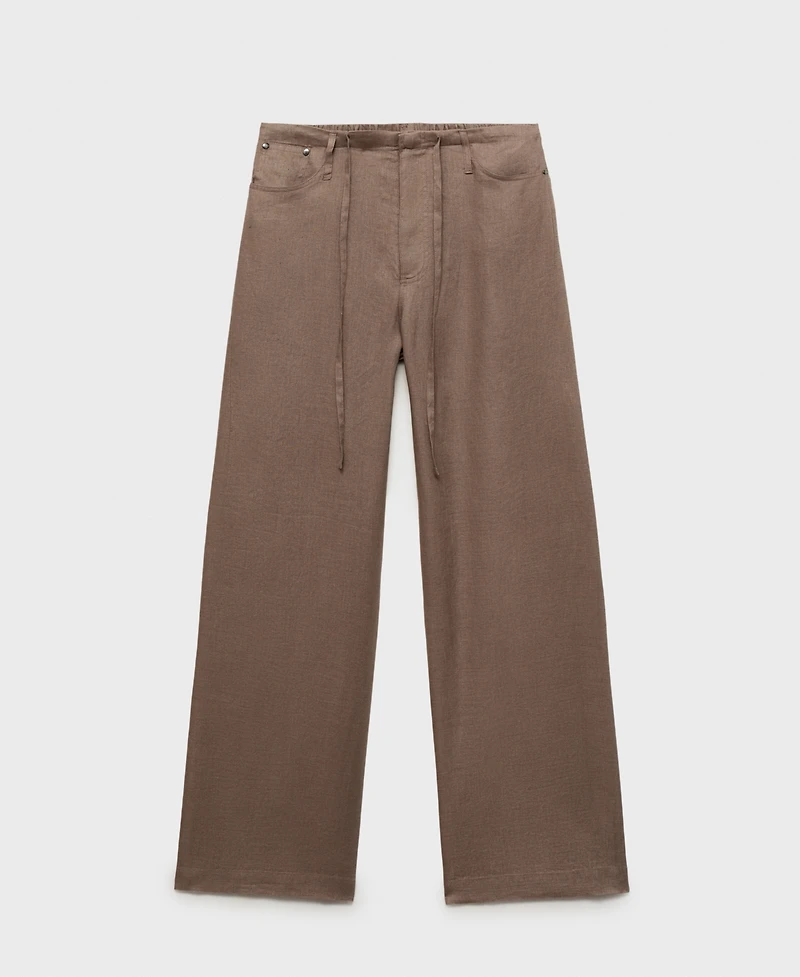 Mango Women's Wide Leg Linen Pants