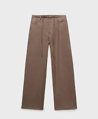 Mango Women's Wide Leg Linen Pants