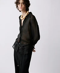 Mango Women's Bow Straight-Fit Linen Pants