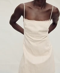 Mango Women's Frayed Neckline Cotton Dress