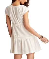 Lucky Brand Women's Tie-Neck Short-Sleeve Market Mini Dress