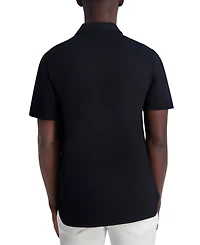 Karl Lagerfeld Paris Men's Short Sleeve Collared Knit Button Front T-Shirt