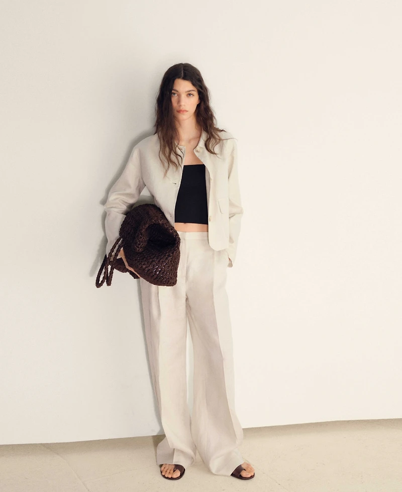 Mango Women's Pleated Linen Pants