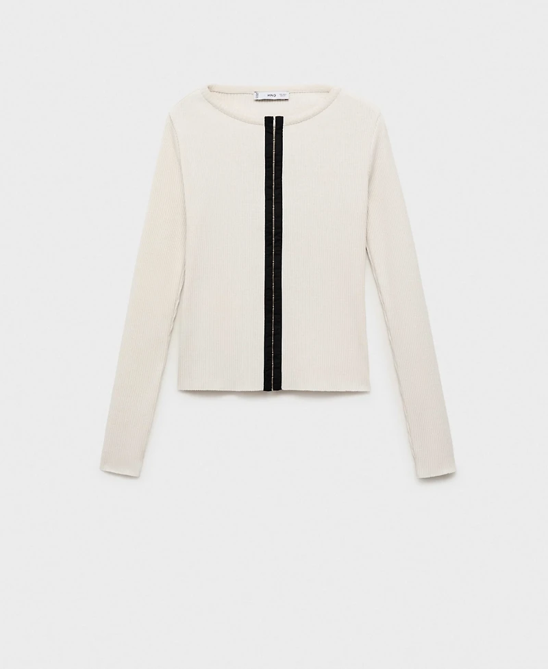 Mango Women's Contrasting Closure Cotton Cardigan
