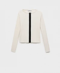 Mango Women's Contrasting Closure Cotton Cardigan