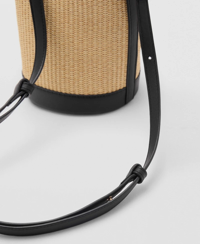 Mango Women's Small Raffia-Effect Bucket Bag