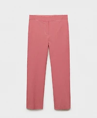 Mango Women's Gingham-Check Cropped Pants