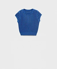 Mango Women's Short-Sleeved Crochet Sweater