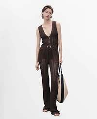 Mango Women's Openwork Bow Closure Knit Vest