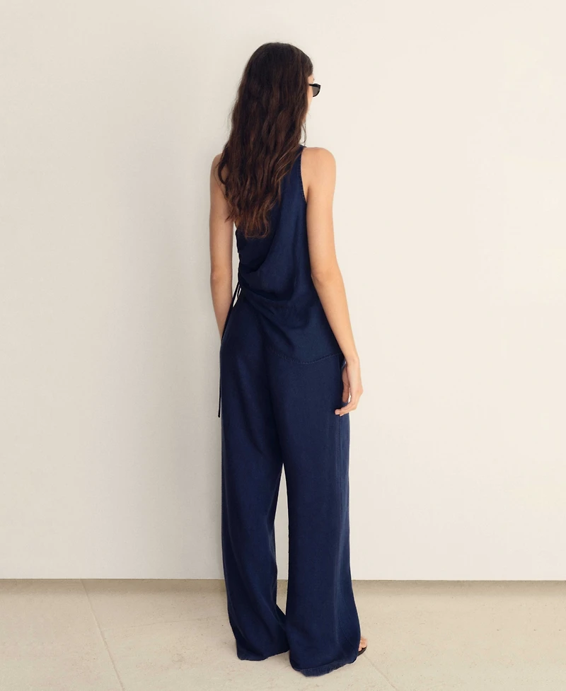 Mango Women's Denim-Effect Lyocell Pants