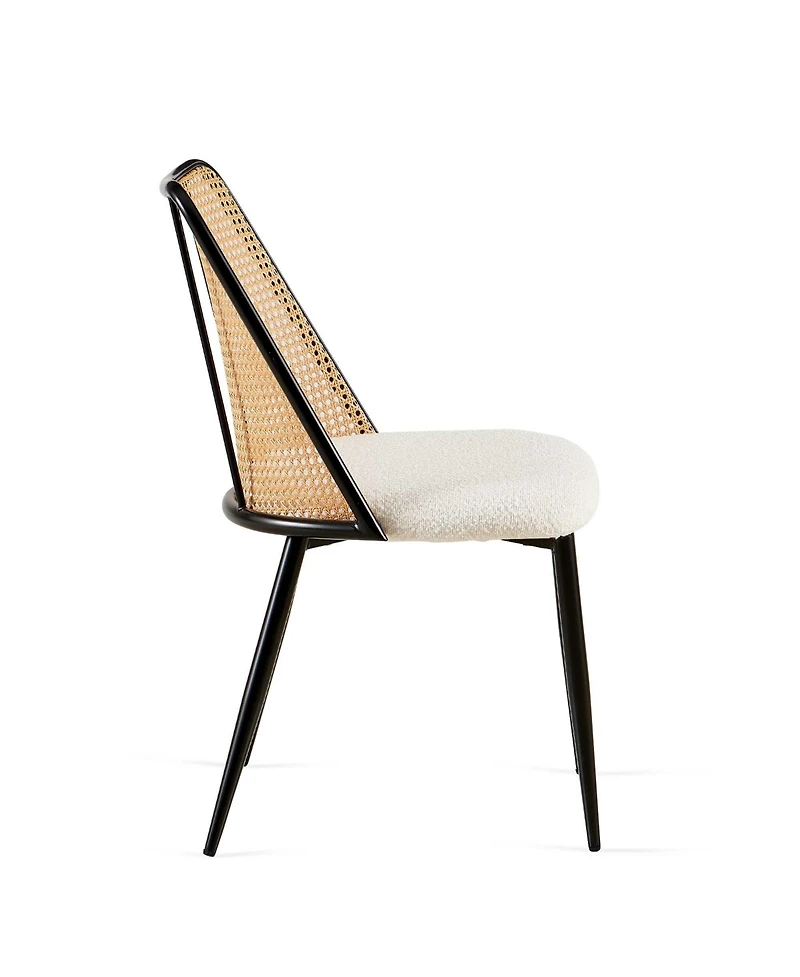 Streamdale Off-White Rattan Dining Chairs (Set of 4) with Cane Backs