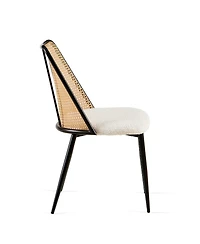 Streamdale Off-White Rattan Dining Chairs (Set of 4) with Cane Backs