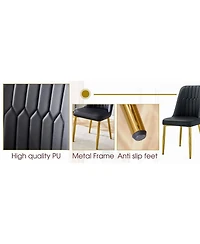 Streamdale Elegant 47" Snow Mountain Dining Table Set with 4 Black Pu Chairs