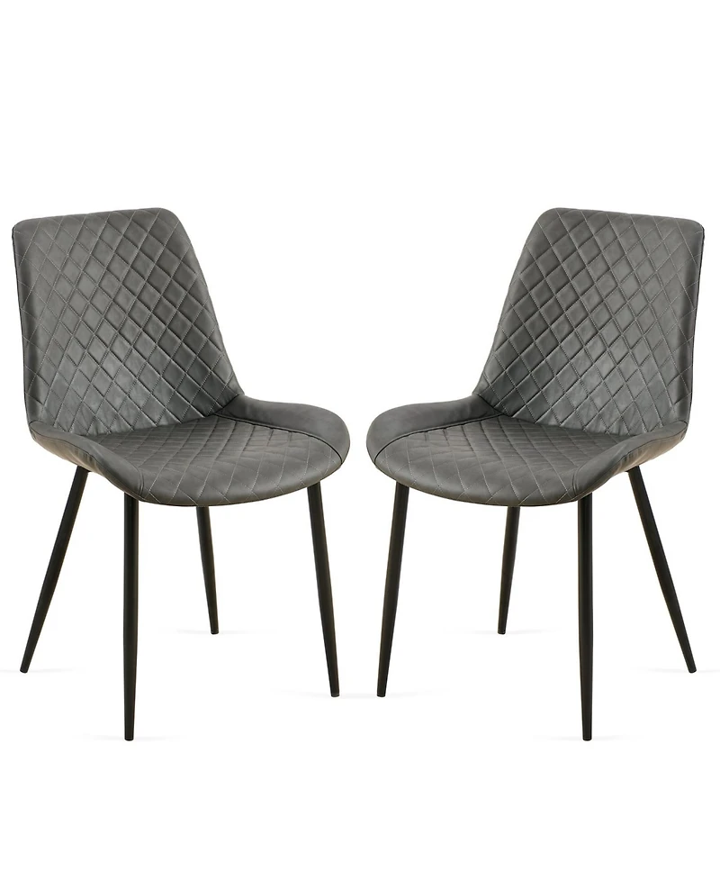 Streamdale Mid-Century Modern Leathaire Dining Chairs, Set of 2