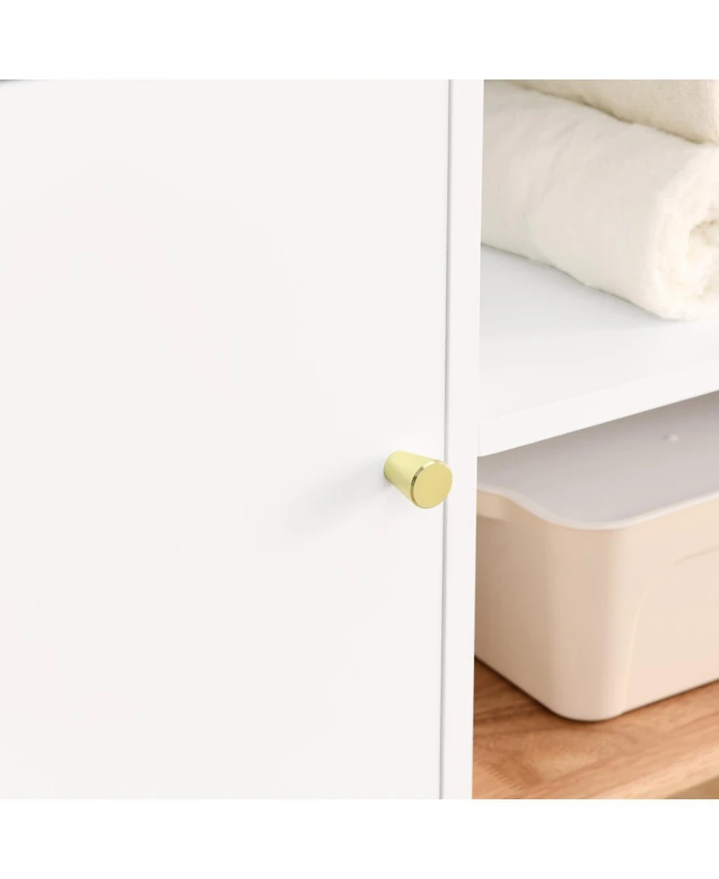 Streamdale Colorblock Storage Cabinet with Wood Base, Floor Cabinet for Home and Office