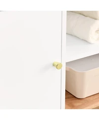 Streamdale Colorblock Storage Cabinet with Wood Base, Floor Cabinet for Home and Office