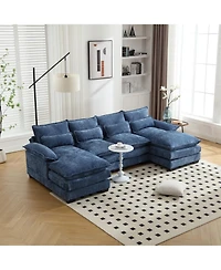 Streamdale Modern Large chenille Fabric U-Shape Sectional Sofa