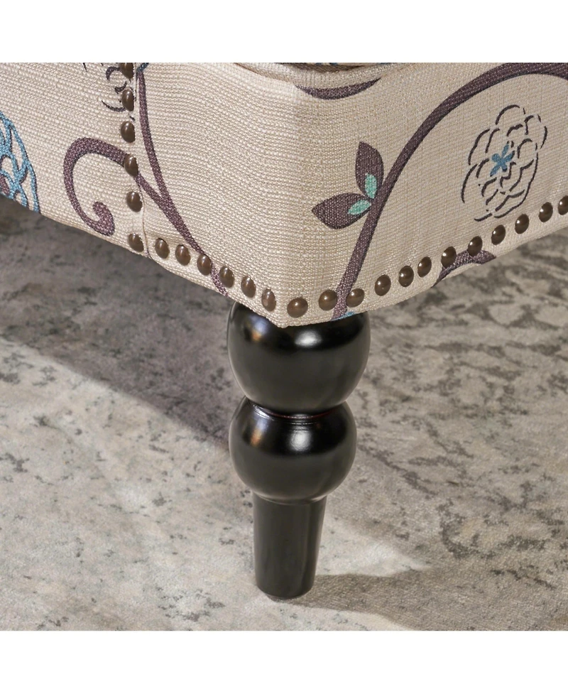 Streamdale Contemporary Club Chair in Blue and Beige Floral Fabric