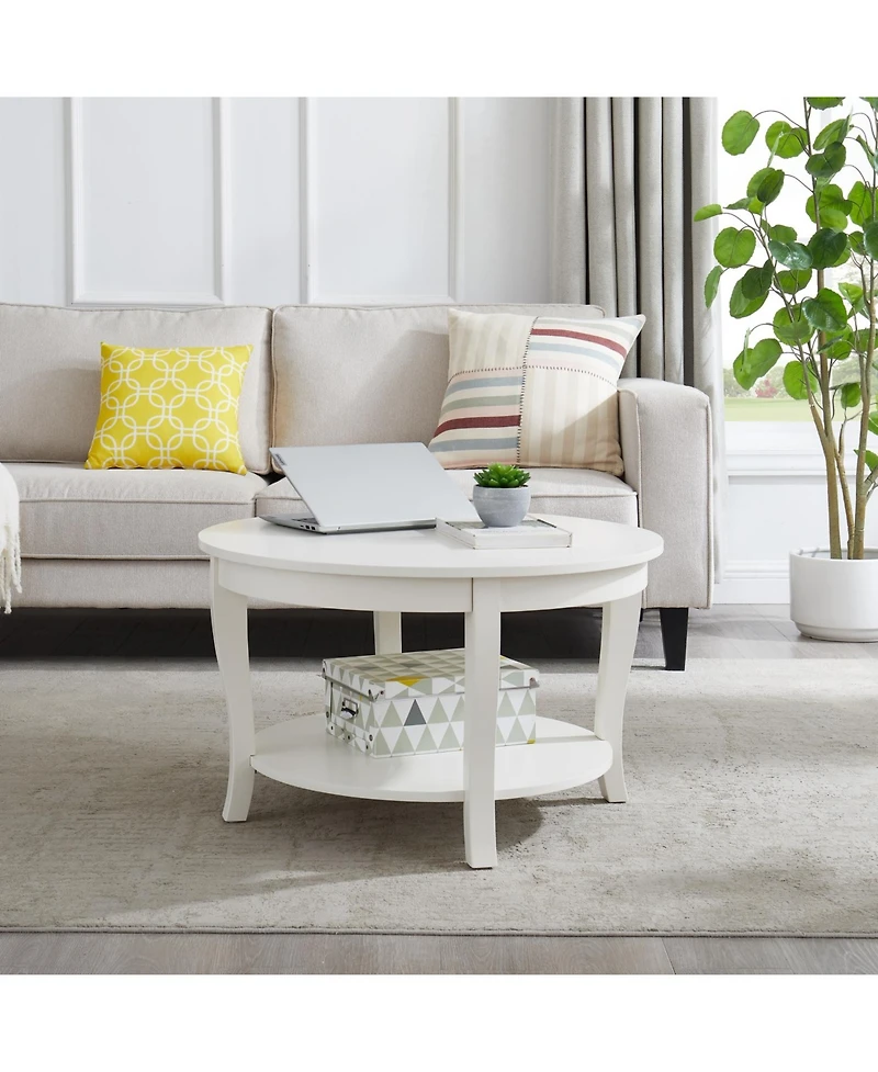Streamdale Round Coffee Table with Storage Shelf, 2-Tier Accent Table, 30" x 30" x 18