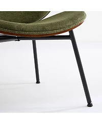 Streamdale Mid-Century Shell Chair Walnut Finish, Green Fabric, Comfortable Backrest
