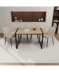 Streamdale 4-Piece Modern Dining Set 59" Light Wood Mdf Table with Suede Chairs
