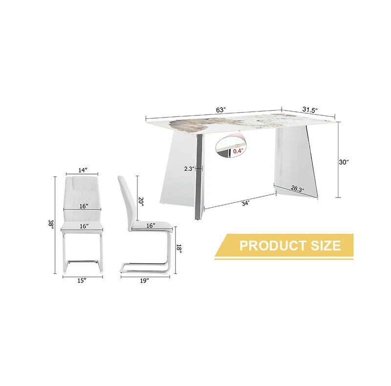Streamdale Pandora Sintered Stone Table (63" L) with 6 Pu Chairs