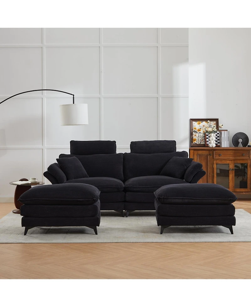 Streamdale Cloud Comfort Sectional Sofa with Ottomans (85.8", Black