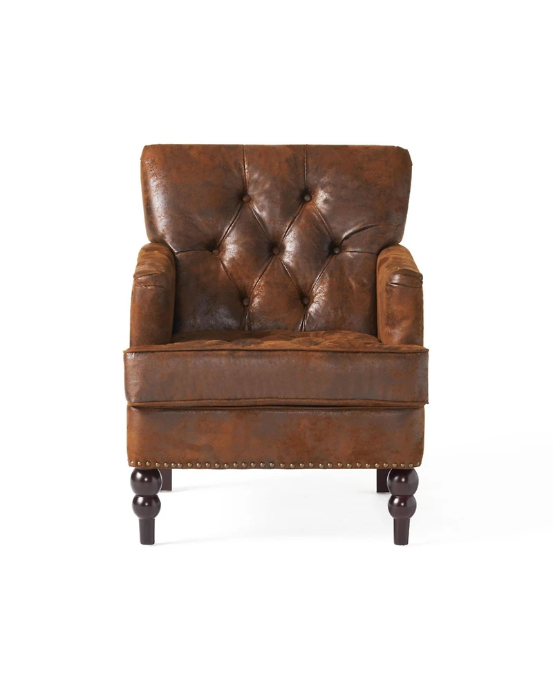 Streamdale Tufted Club Chair with Nailhead Trim and Birch Wood Legs