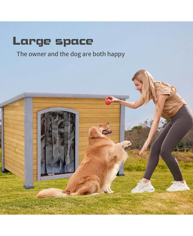 Streamdale 45" Insulated Dog House Wood, Plastic, Indoor/Outdoor"