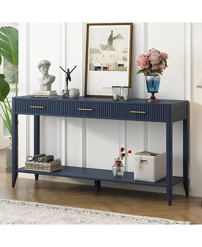 Streamdale Versatile Entryway Console with Striped Drawers