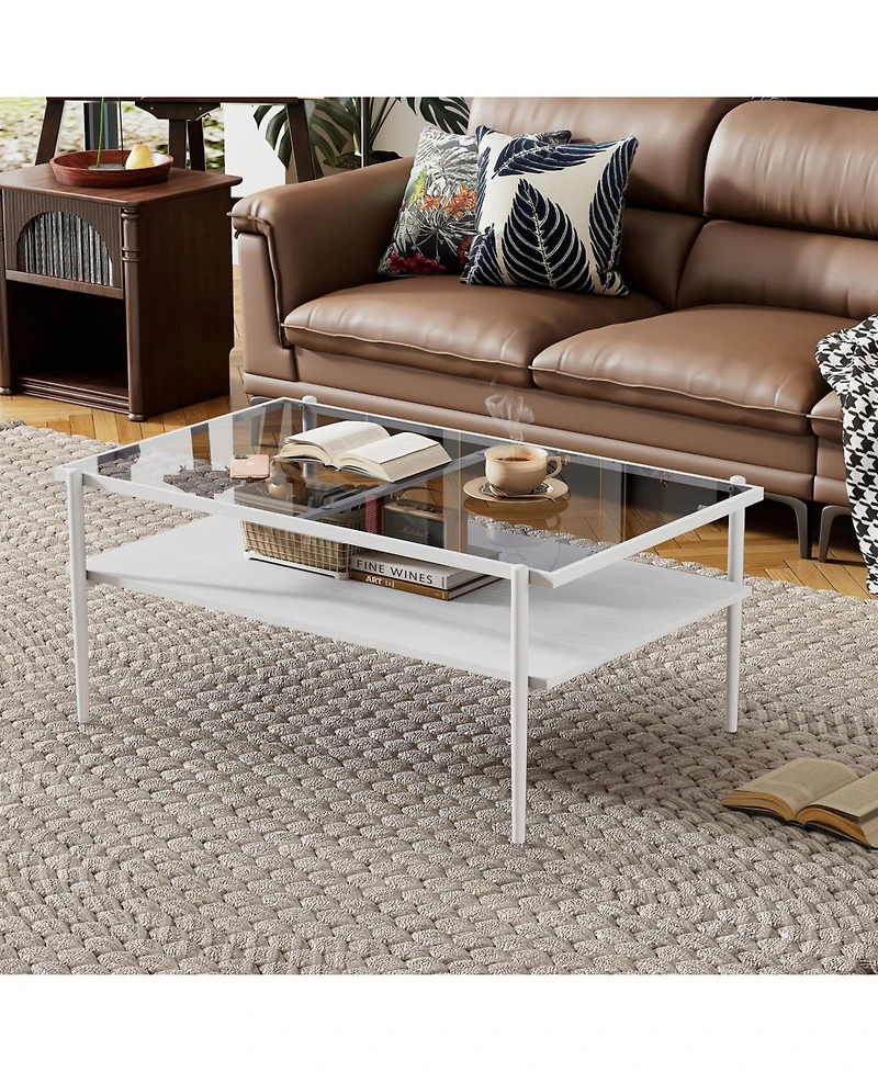Streamdale Modern Coffee & End Tables Set, Glass & Mdf (Grey)