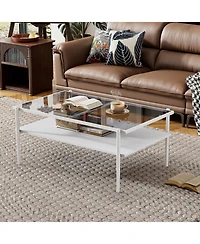 Streamdale Modern Coffee & End Tables Set, Glass & Mdf (Grey)