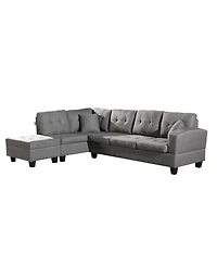 Streamdale Fabric left Chaise Living Room Sofa Set with Storage Ottoman