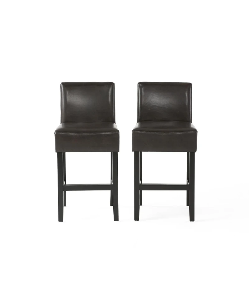 Streamdale 26-inch Brown Leather Counter stools (Set of 2)