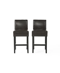 Streamdale 26-inch Brown Leather Counter stools (Set of 2)