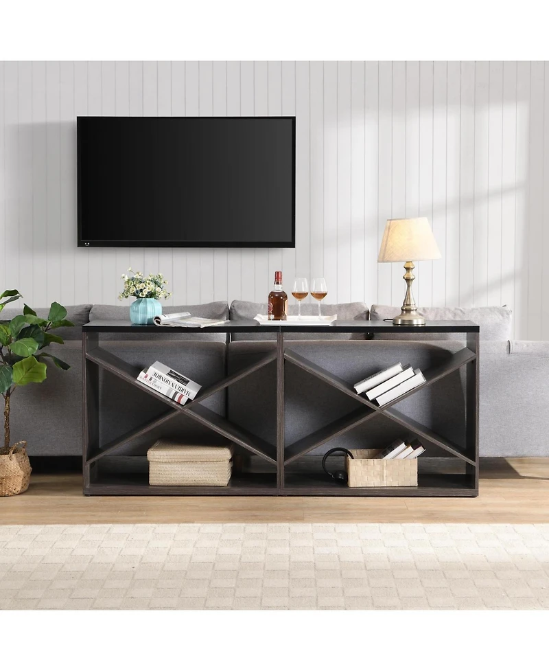 Streamdale 70.87" X-Shape Farmhouse Console Table with Storage