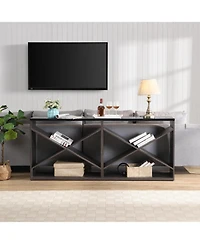 Streamdale 70.87" X-Shape Farmhouse Console Table with Storage