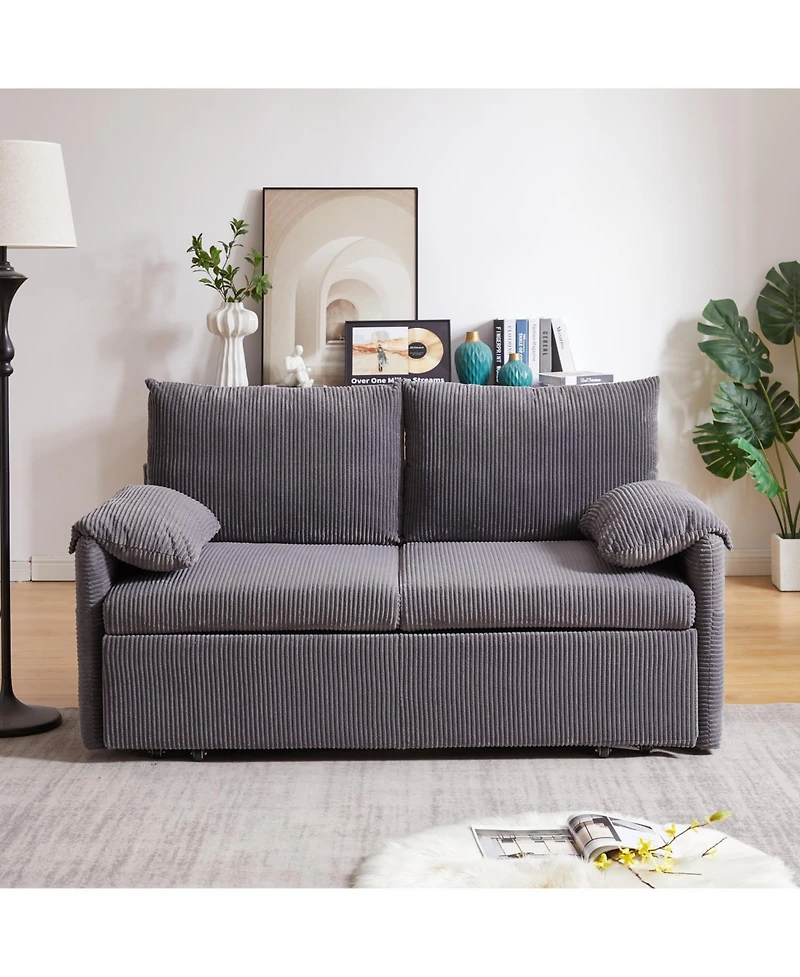 Streamdale 64.5" 3-in-1 Sleeper Sofa with Pullout Bed, Pillows