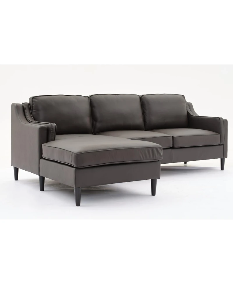 Streamdale 94.5 inch modern style L-shaped genuine leather sofa with chaise lounge, Left Chaise, Espresso