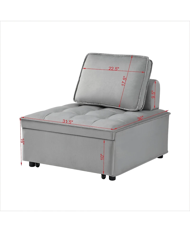 Streamdale Modern Velvet Convertible Sofa Bed with Removable Backrest