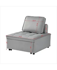 Streamdale Modern Velvet Convertible Sofa Bed with Removable Backrest
